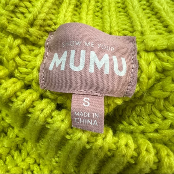 Show Me Your Mumu Cropped Bailey Lime Green Sweater Small - Picture 5 of 8